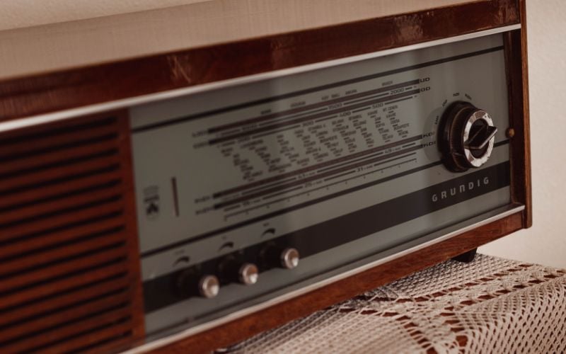 AM signals on an AM radio on a doily 